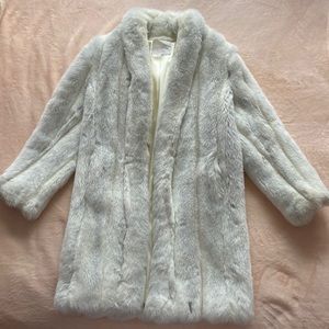 Vintage White Silver Faux Fur Coat Jacket Small / Medium